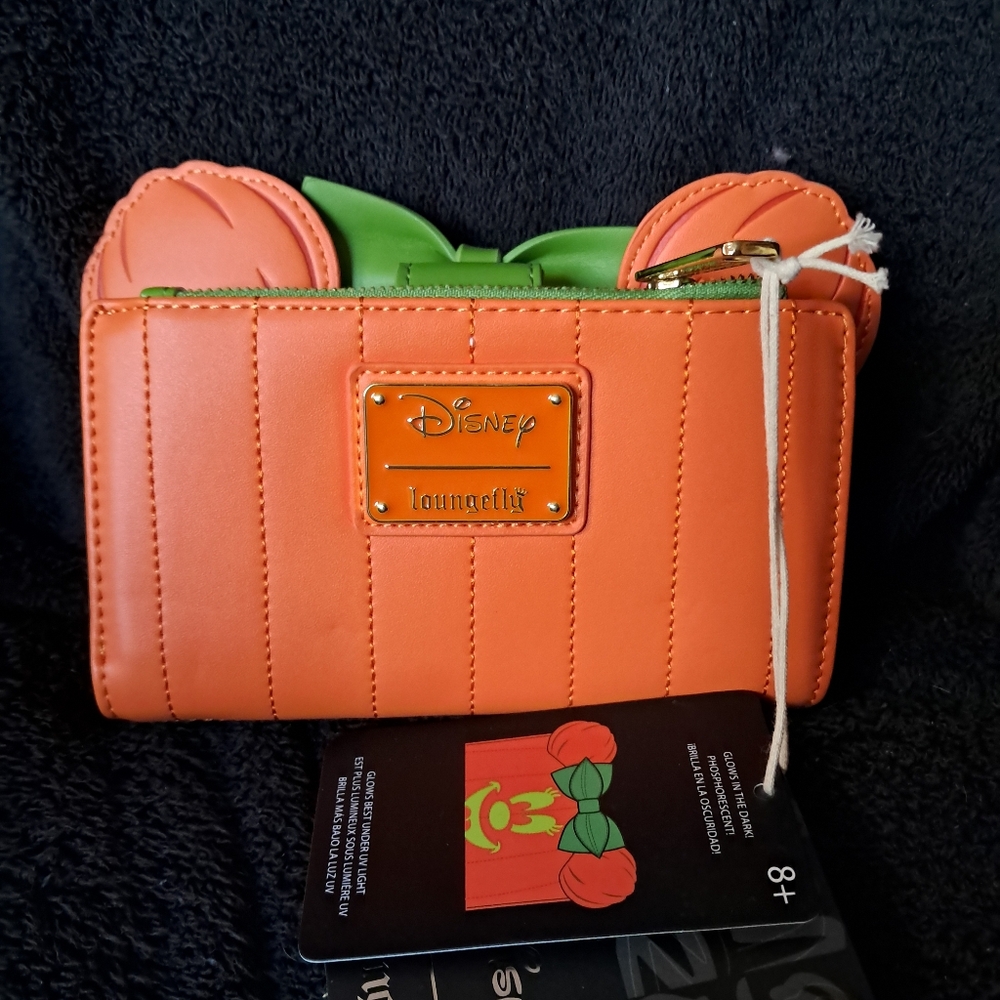 Minnie Pumpkin GITD Loungefly Mini Backpack and Wallet - Picture 8 of 10
